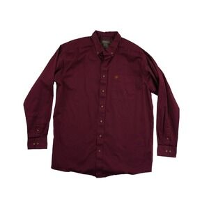 Ariat Button Down Shirt Men's Size‎ XL Tall Burgundy Western Cotton
